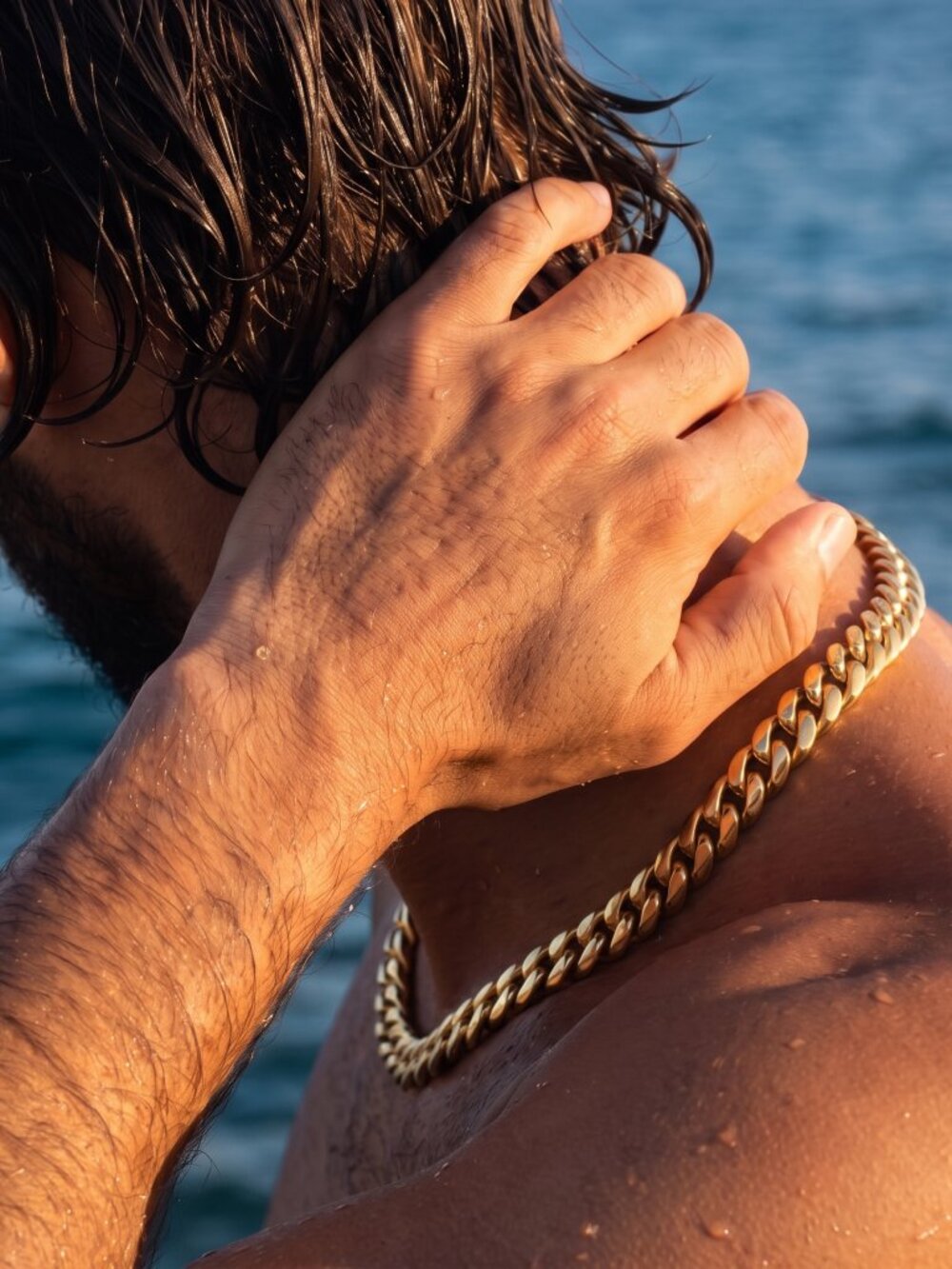 Real Gold Cuban Chain 8mm 20 Inch Stainless Steel Plated Solid Mens Necklace